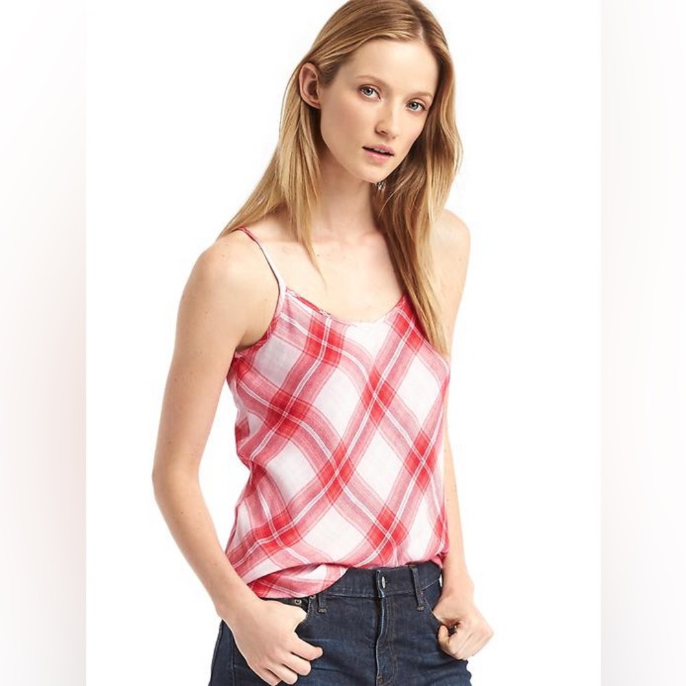 GAP - Red and white Soft plaid Long Cami